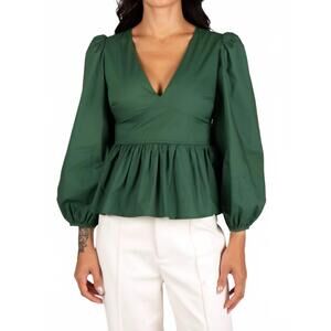 NEW SINCERELY OURS grace v-neck top in holiday green